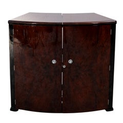 English Art Deco Folding Bar Cabinet in Walnut, 1930s