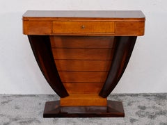 Französischer Art-déco-Konsolentisch aus Kirschbaum und Nussbaum, handpoliert mit Schellack, 1930er Jahre