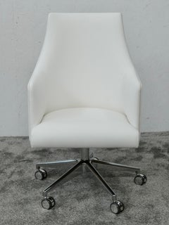 Contemporary Executive Office Chair in Amboina Burl & White Leather