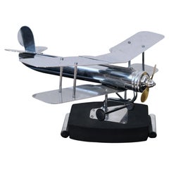 Art Deco Style Airplane Table Lamp in Chrome, 1980s