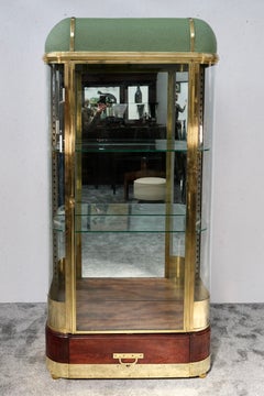 Vitrine Art déco française en laiton et verre, années 1930