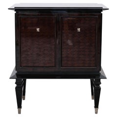 French Art Deco Cabinet in Macassar with Parquetry Doors, 1930s