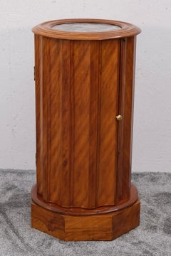 Biedermeier Cherrywood Pedestal with Marble Top and Secret Opening, 1860s