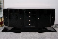 Großes französisches Art-déco-Sideboard aus schwarzem Lack mit Barfächern, 1930er Jahre
