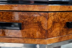 French Art Deco Sideboard in Walnut Burl with Glass Display Cabinet, 1930s