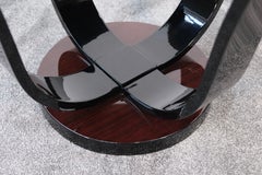 French Art Deco Lyre-Shaped Side Table with Round Tabletop, 1930sStriking French