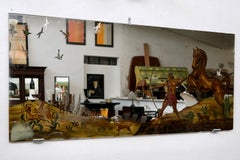Engraved Mirror with Heroic Archer and Rearing Horse, Art Deco, France, 1940s