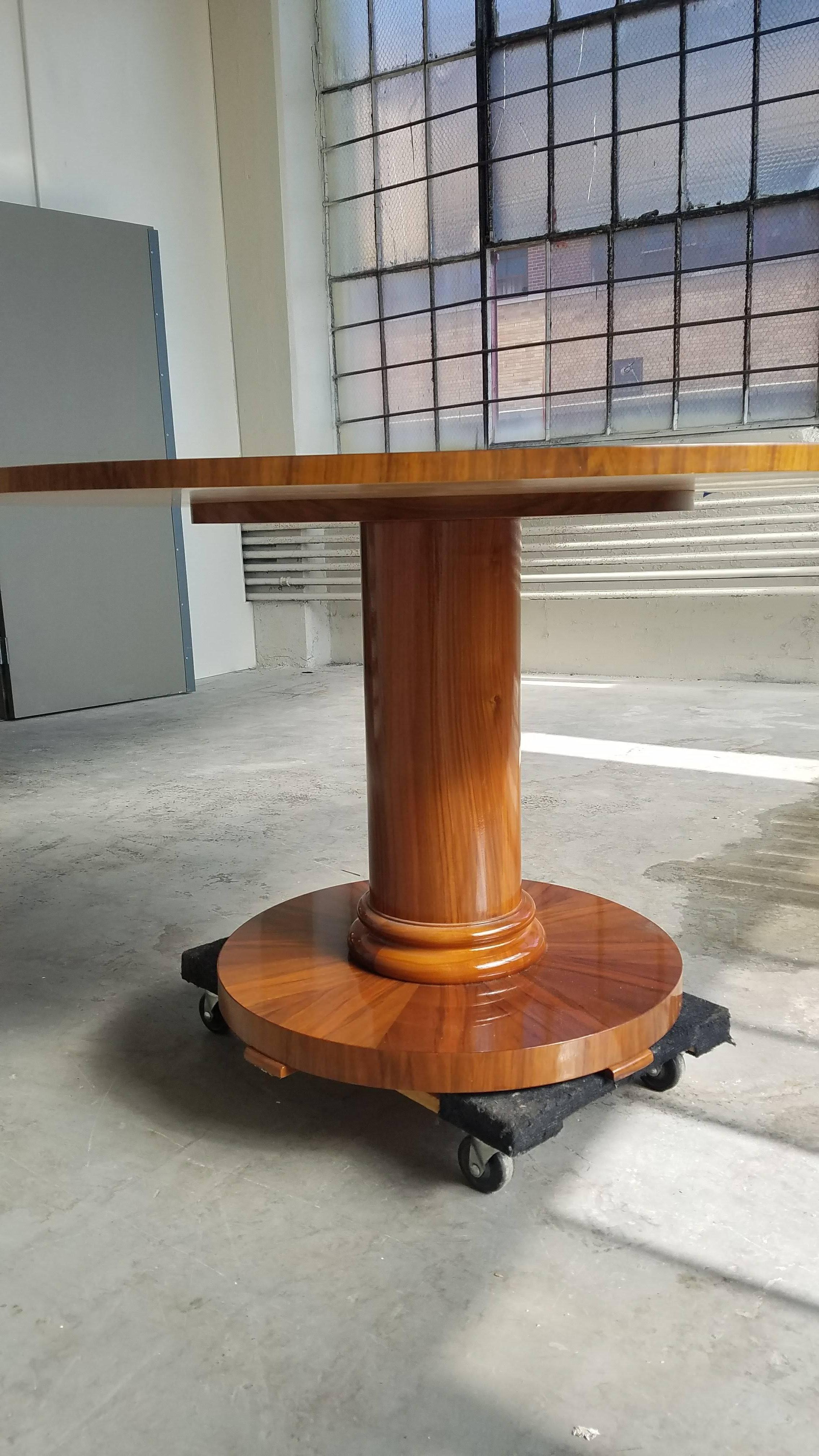 Contemporary Biedermeier Center Hall Table in Walnut High Polish Lacquer