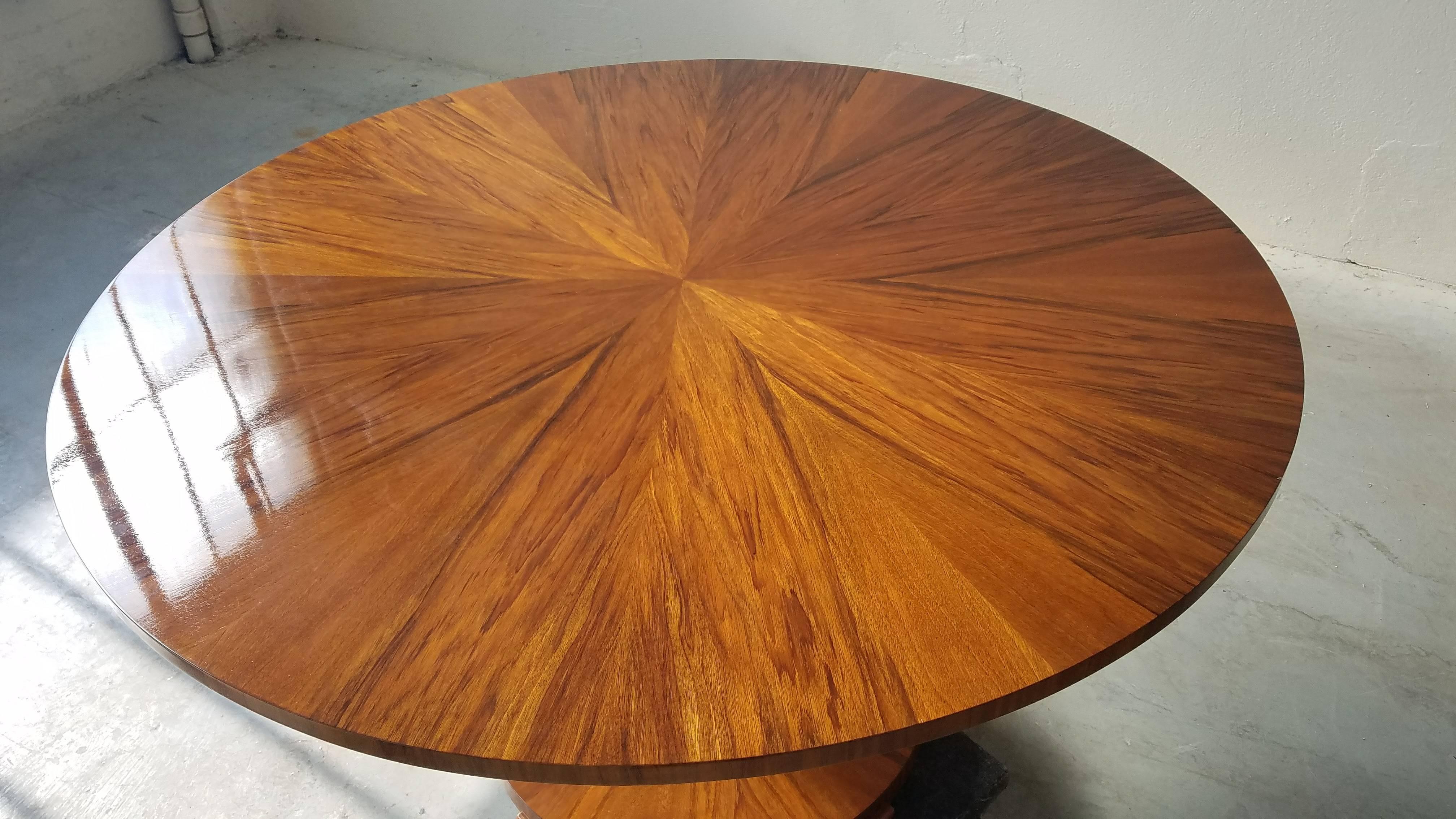 Biedermeier Center Hall Table in Walnut High Polish Lacquer 1