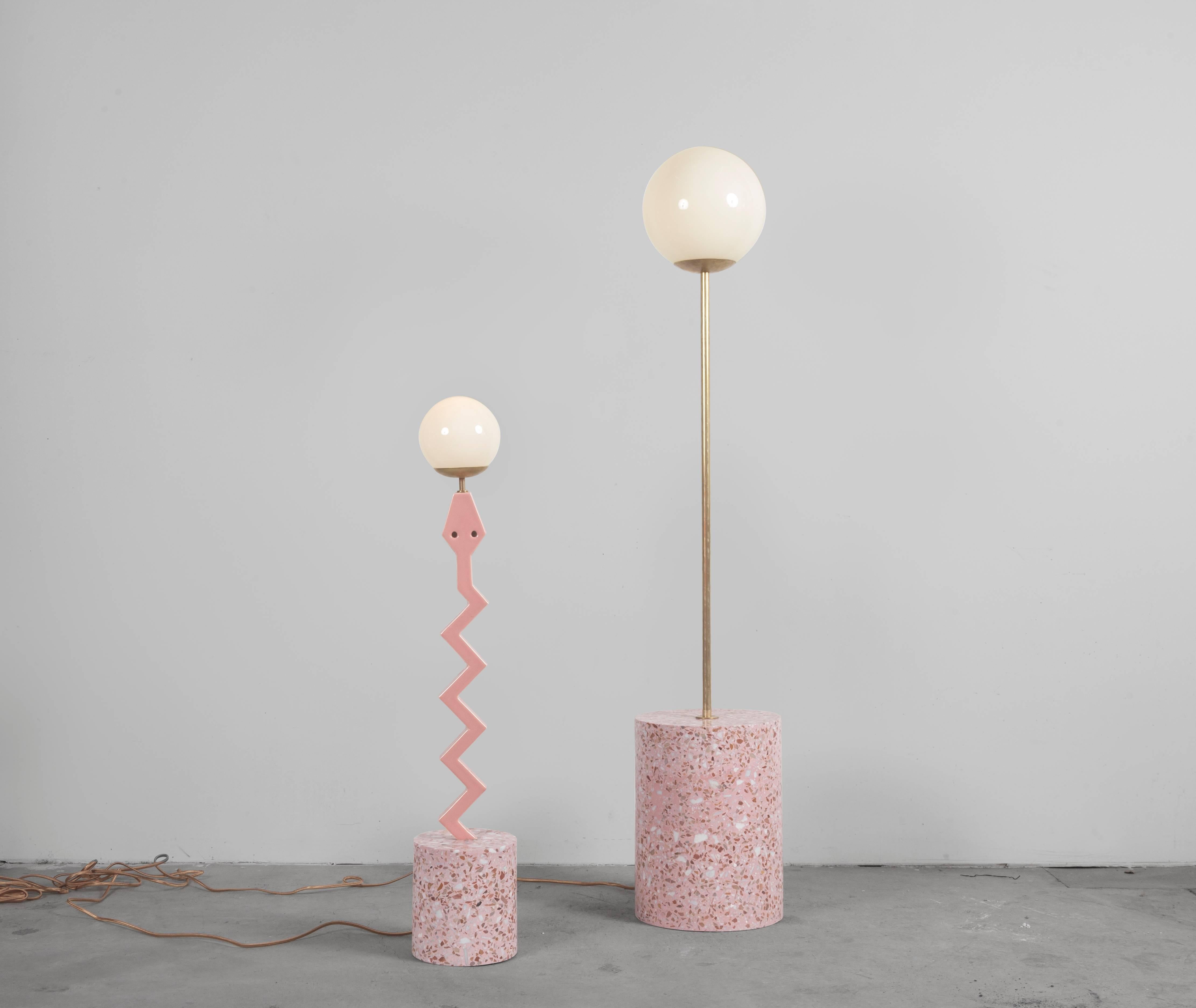 Modern Serpentine Heart Song Lamp in Terrazzo and Ceramic by Carly Jo Morgan
