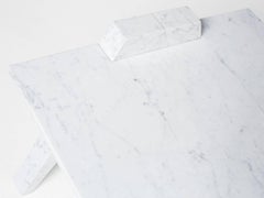 Caliper Coffee Table Side Table in hand carved Carrara Marble by Nathan Hunt