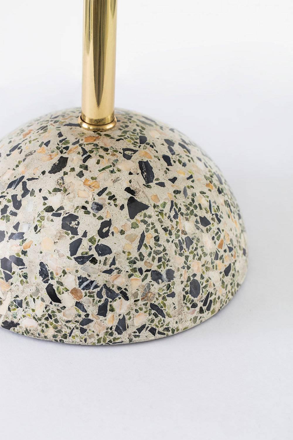 Modern Minos Lamp / Table Lamp in Terrazzo, Brass and Mohair by Merve Kahraman For Sale
