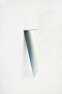 Ombre Glass Console Shelf in Yellow/Blue Frosted Glass by Germans Ermics