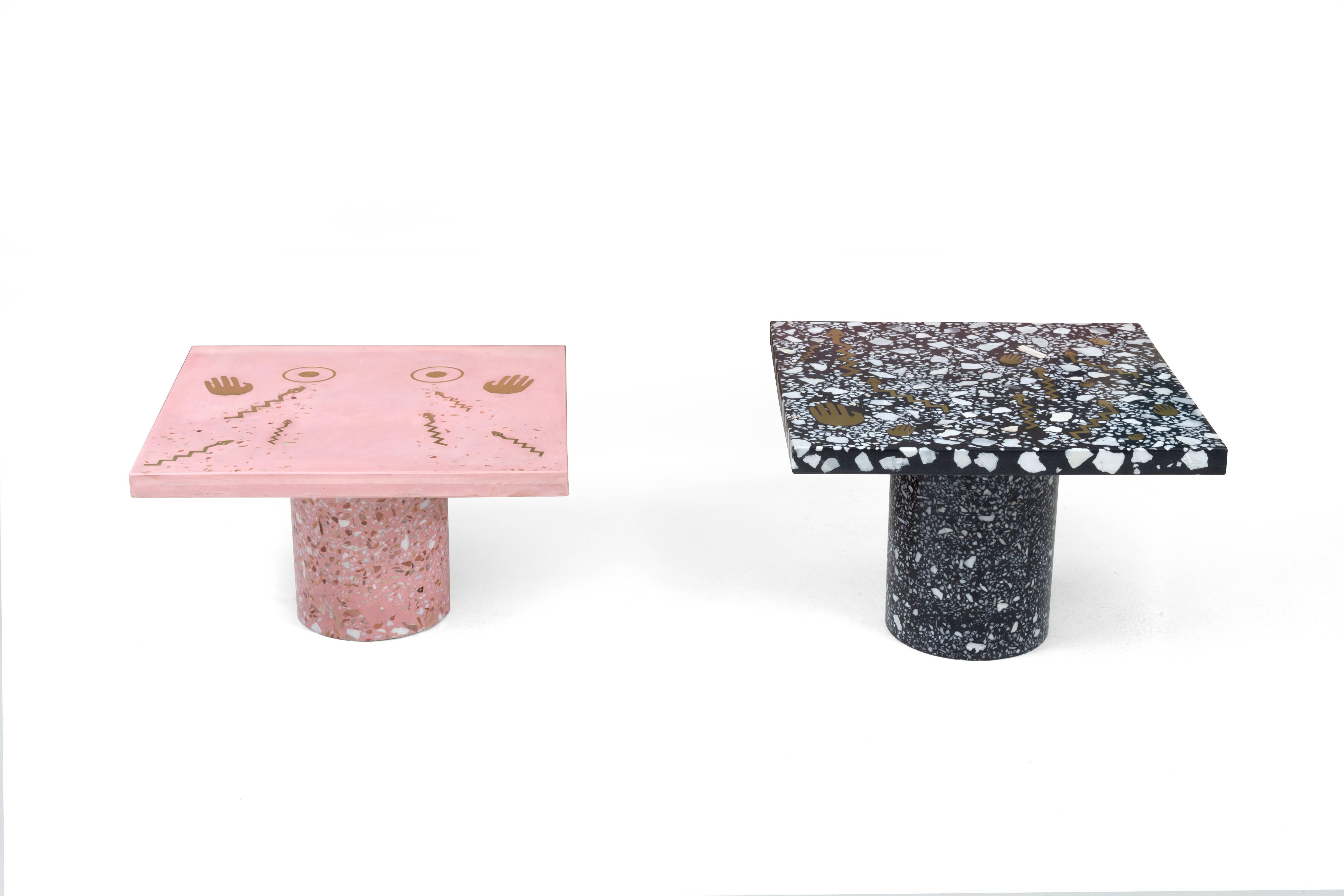Modern Mothership Coffee Table in Terrazzo with Brass Inlay by Carly Jo Morgan