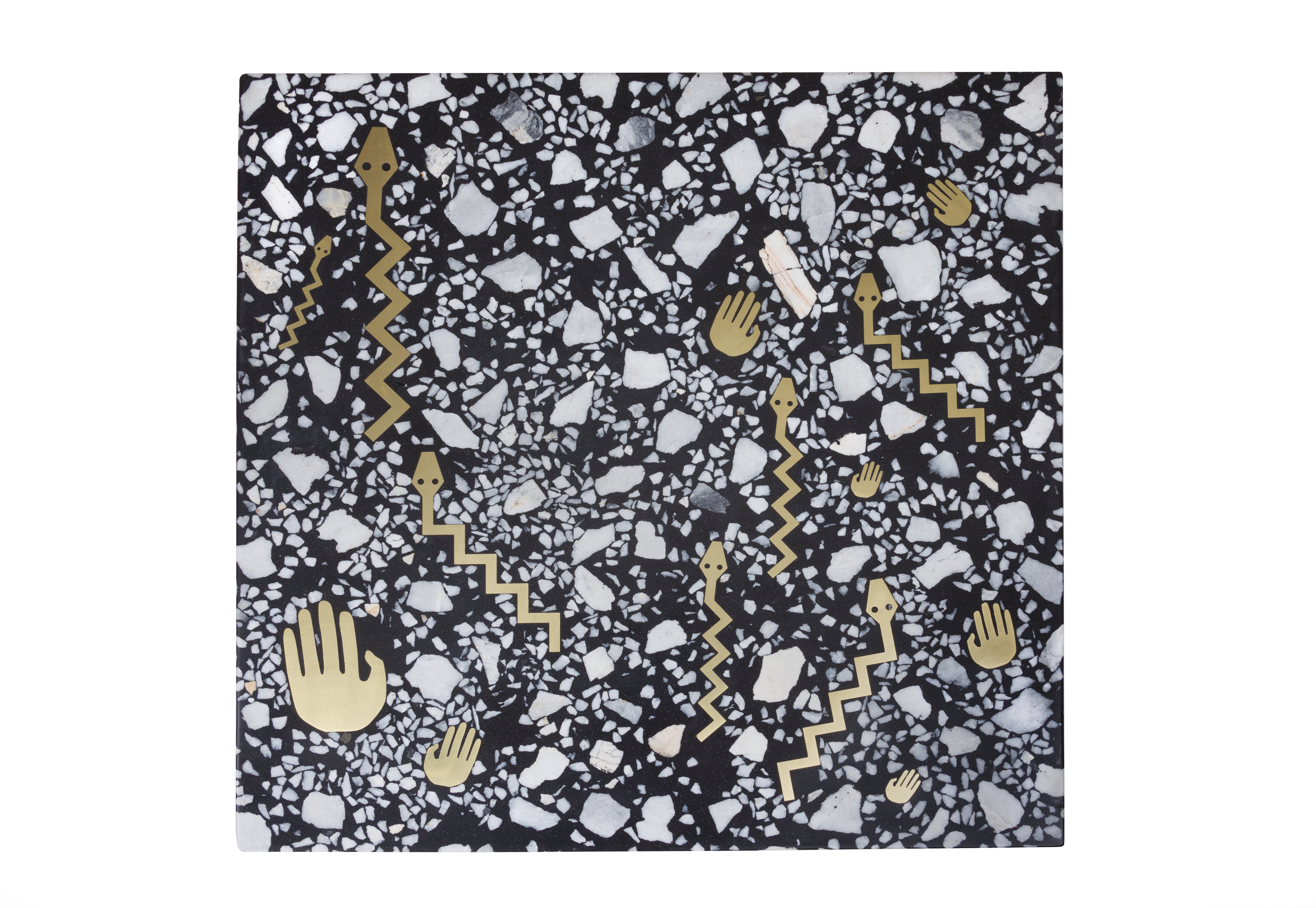 Fertility Coffee Table End Side In Terrazzo With Inlaid Brass Fertility Coffee Table End Side In Terrazzo With Inlaid Brass