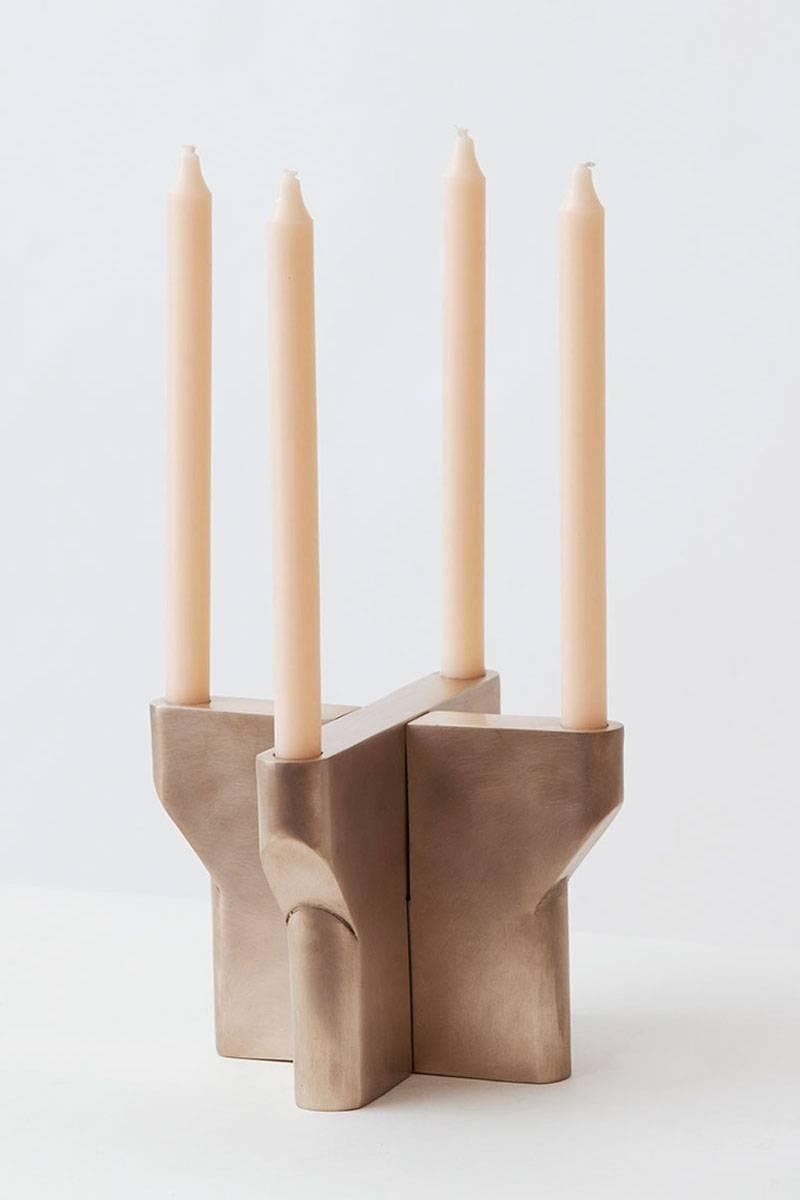 Not So General Gallery in Los Angeles is proud to present the Dune candelabra in aluminium from Brooklyn-based design studio Vonnegut Kraft which is a set of two interlocking, modular pieces that can be displayed separately or together. The