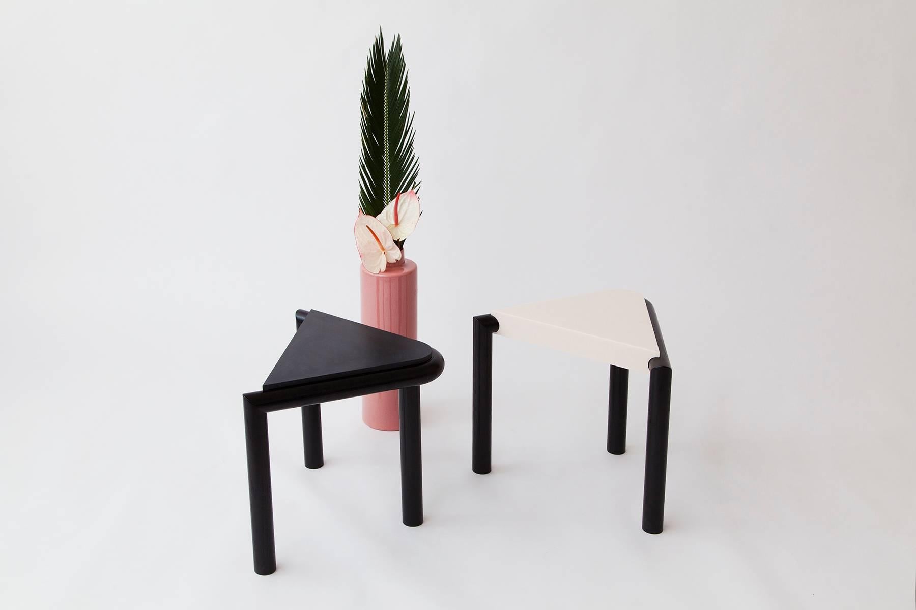 American Troika Stool / Side Table in Ash and Corian 'Black'  For Sale