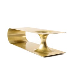 Wormhole Coffee Table End Table in Brass Plated Steel