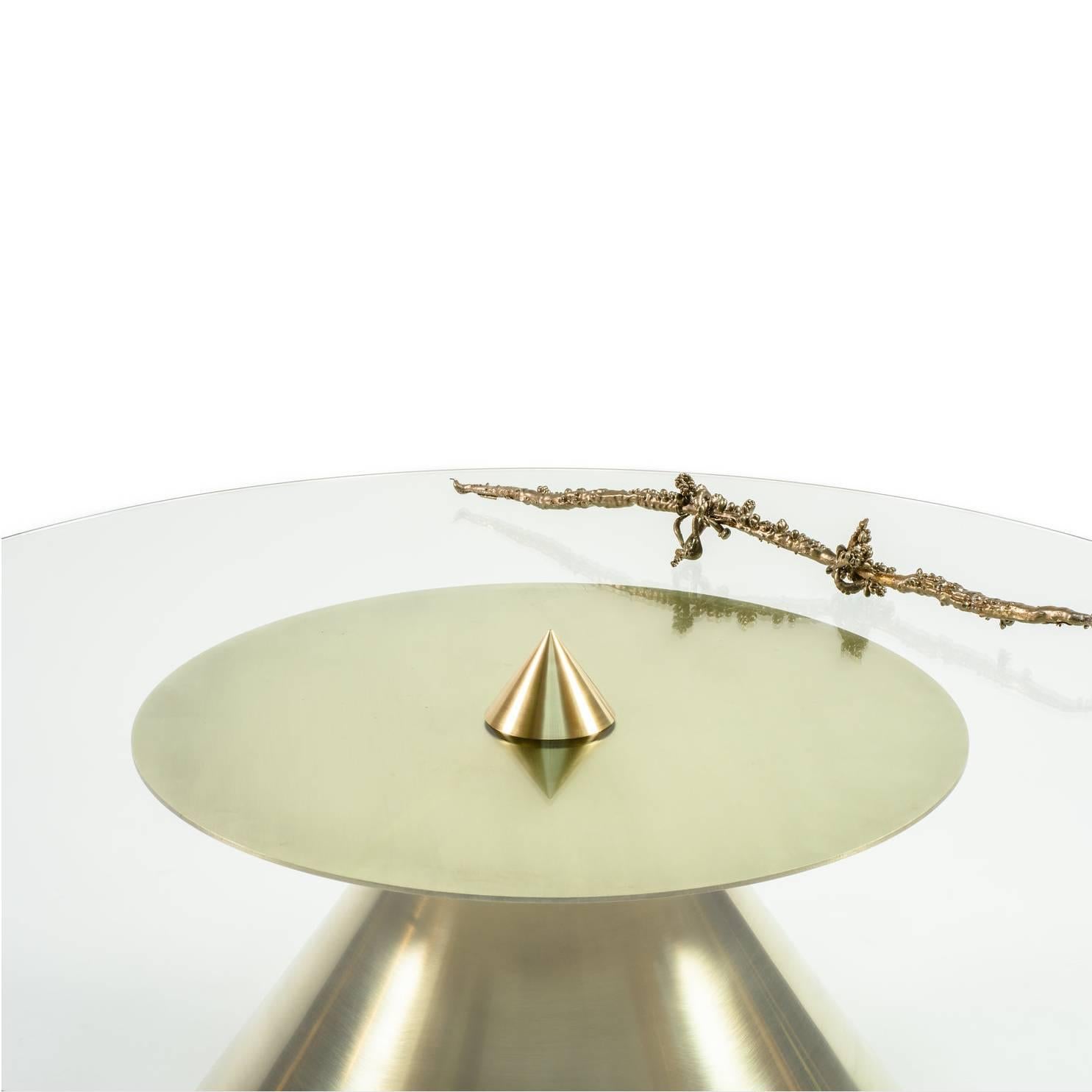 Organic Modern Halo Coffee Table in Brass-Plated Steel  For Sale