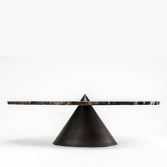Halo Coffee End Table in Bronze and Walnut