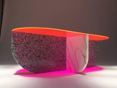 U Table Coffee Table in Terrazzo, Marble and Neon Acrylic