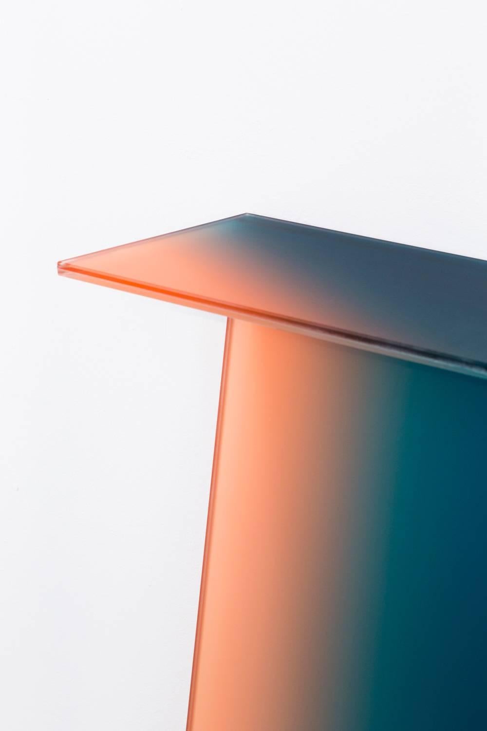 Not So General Gallery in Los Angeles is proud to present the Ombre Console by Amsterdam-based designer Germans Ermics whose recent exploration with material, color and shape has culminated in a collection of glass furniture which is intended to