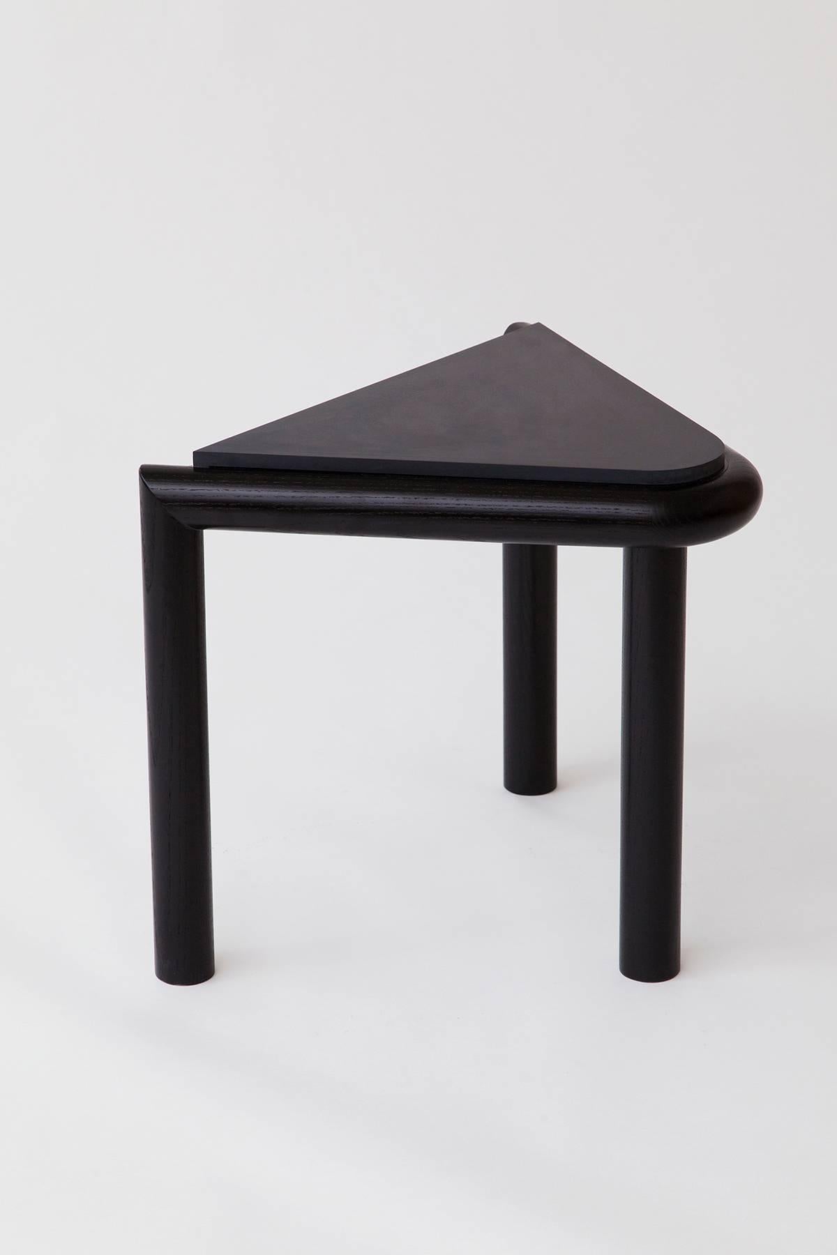 Lacquered Troika Stool or Side Table in Ash and Corian 'Peach'  For Sale