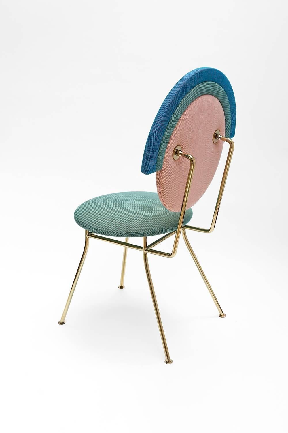 Modern Iris Chair in Kvadrat Fabric and Brass  For Sale