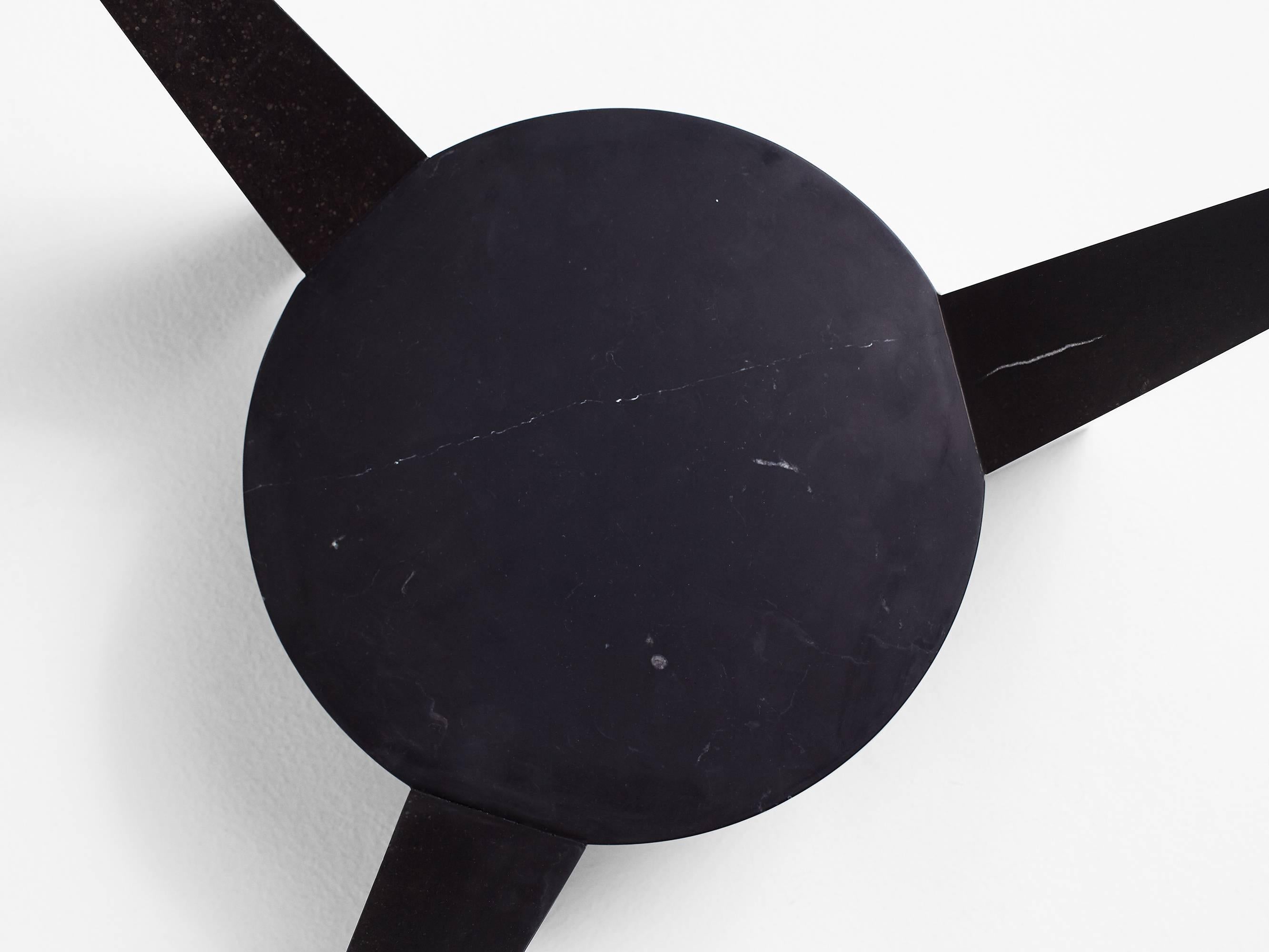 Modern Wedge Coffee Table End Table in Hand-Carved Nero Marquina Marble by Nathan Hunt For Sale