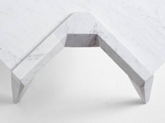Ragno Coffee Table Side Table in Hand-Carved Carrara Marble by Nathan Hunt