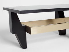 Truss Coffee Table End Table in Nero Marquina Marble and Brass by Nathan Hunt