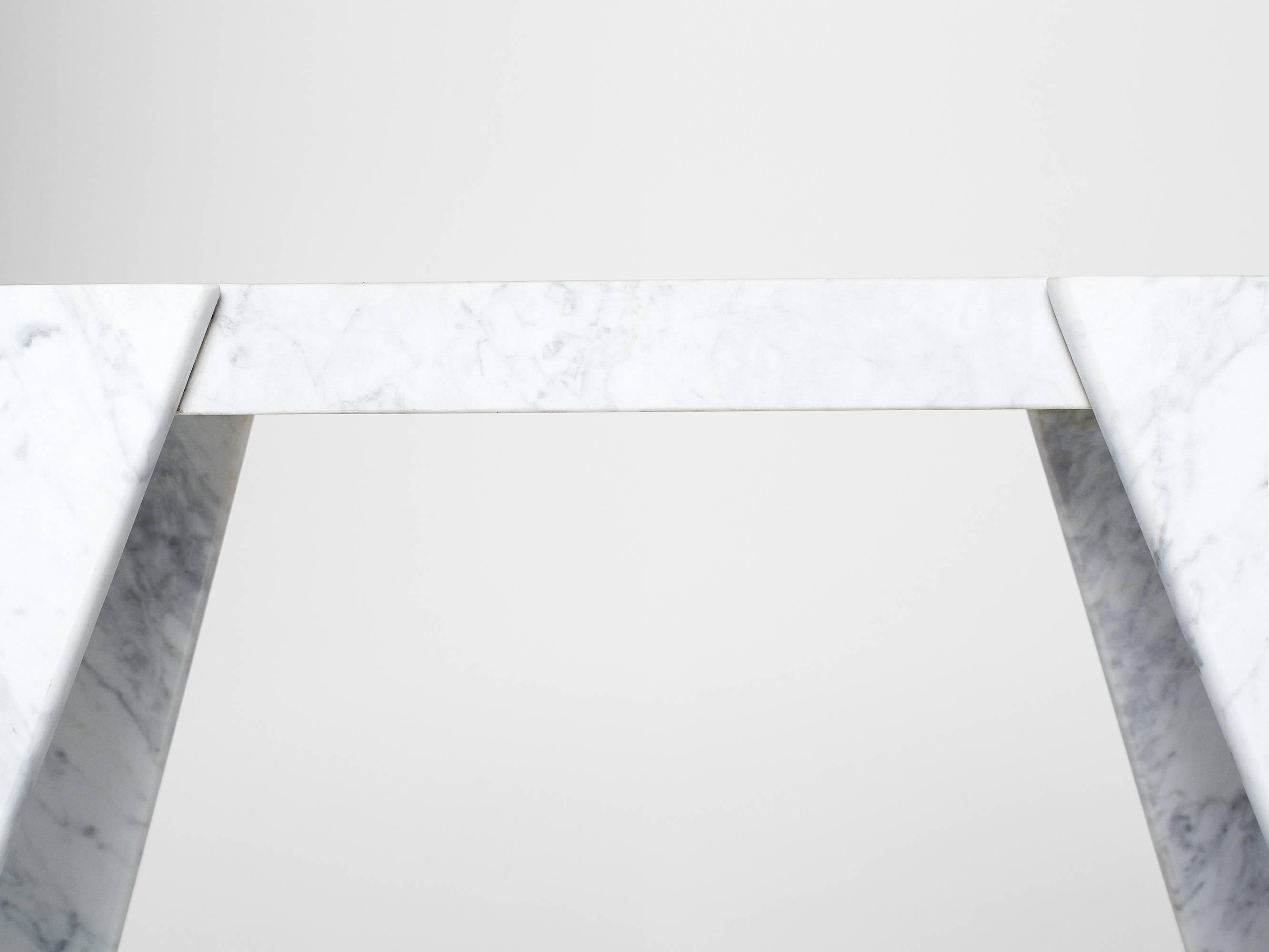 American Workhorse Console Table in Hand-Carved Nero Marquina Marble by Nathan Hunt For Sale