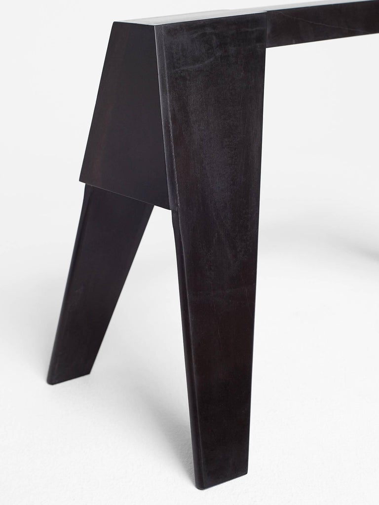 Workhorse Console Table in HandCarved Nero Marquina Marble by Nathan