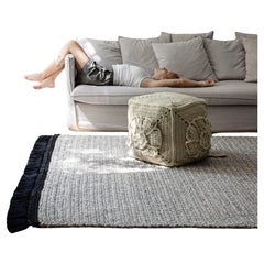 21st Century Sand Outdoor Indoor Handmade Square Flower Pouf