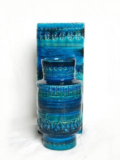 Bitossi Rimini Blue Pair of Vases, Aldo Londi, Italy