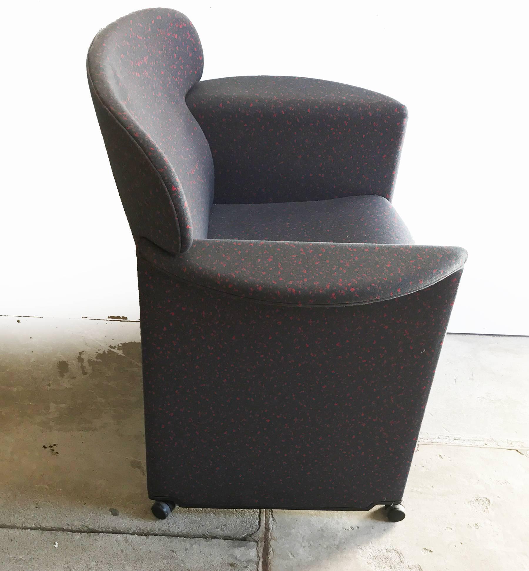 Post-Modern Memphis Style Armchair, Fabric Upholsterd, Italy 1980s. For Sale