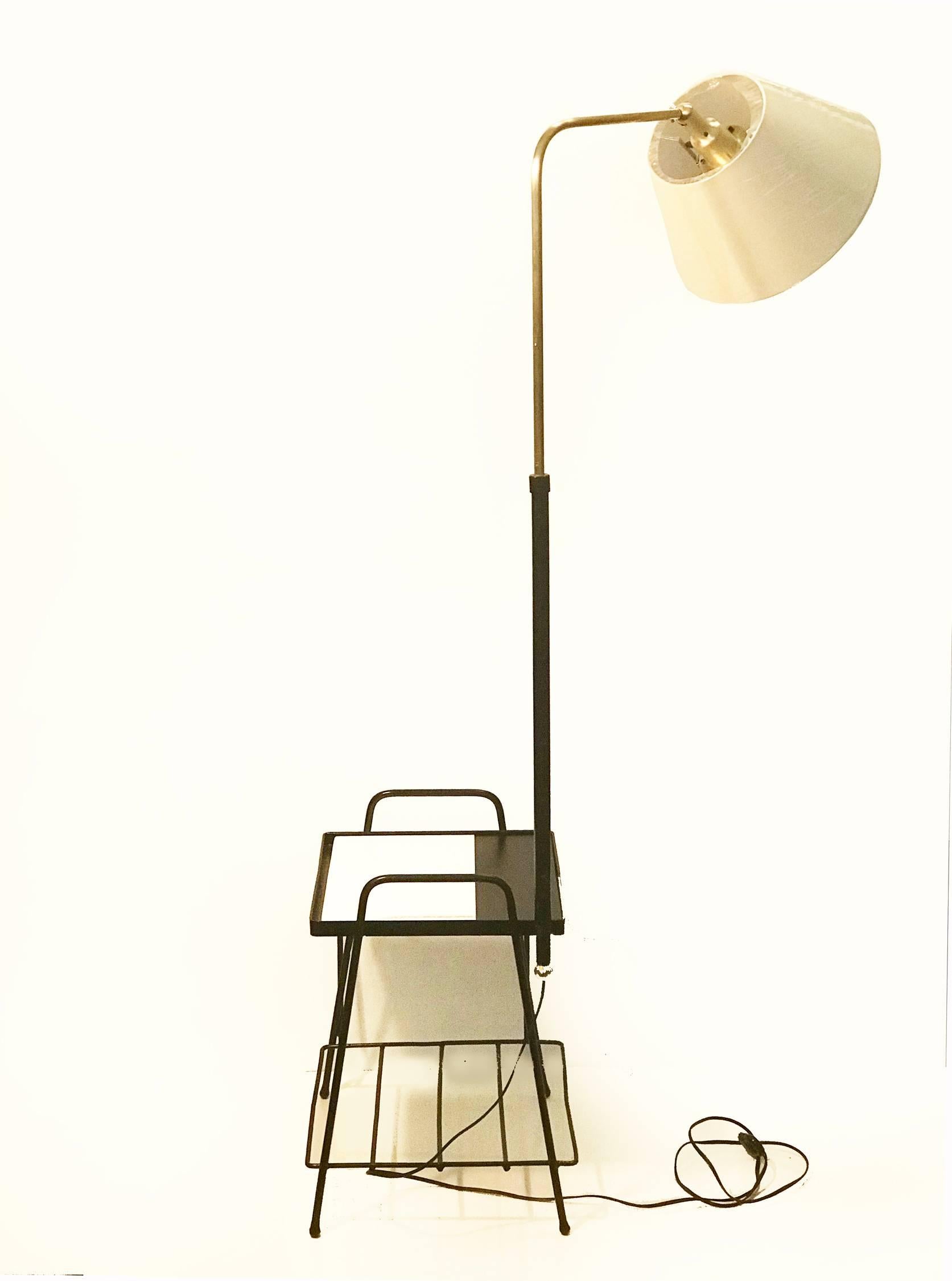 Mid-Century Modern  Floor Lamp with Table, 1950s, France