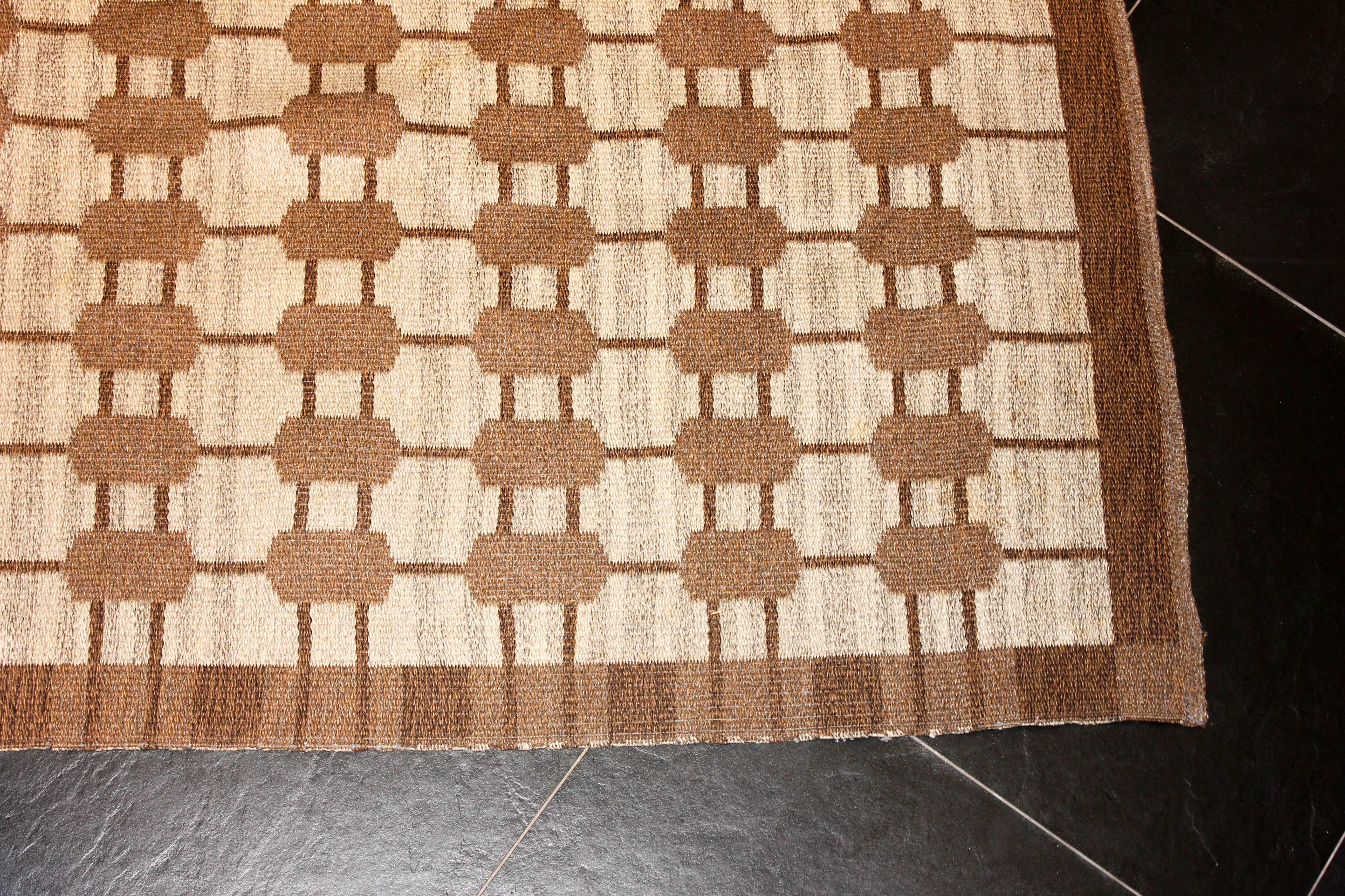 Mid-Century Modern Midcentury Swedish Two-Sided Flat-Weave Carpet with Geometrical Patterns