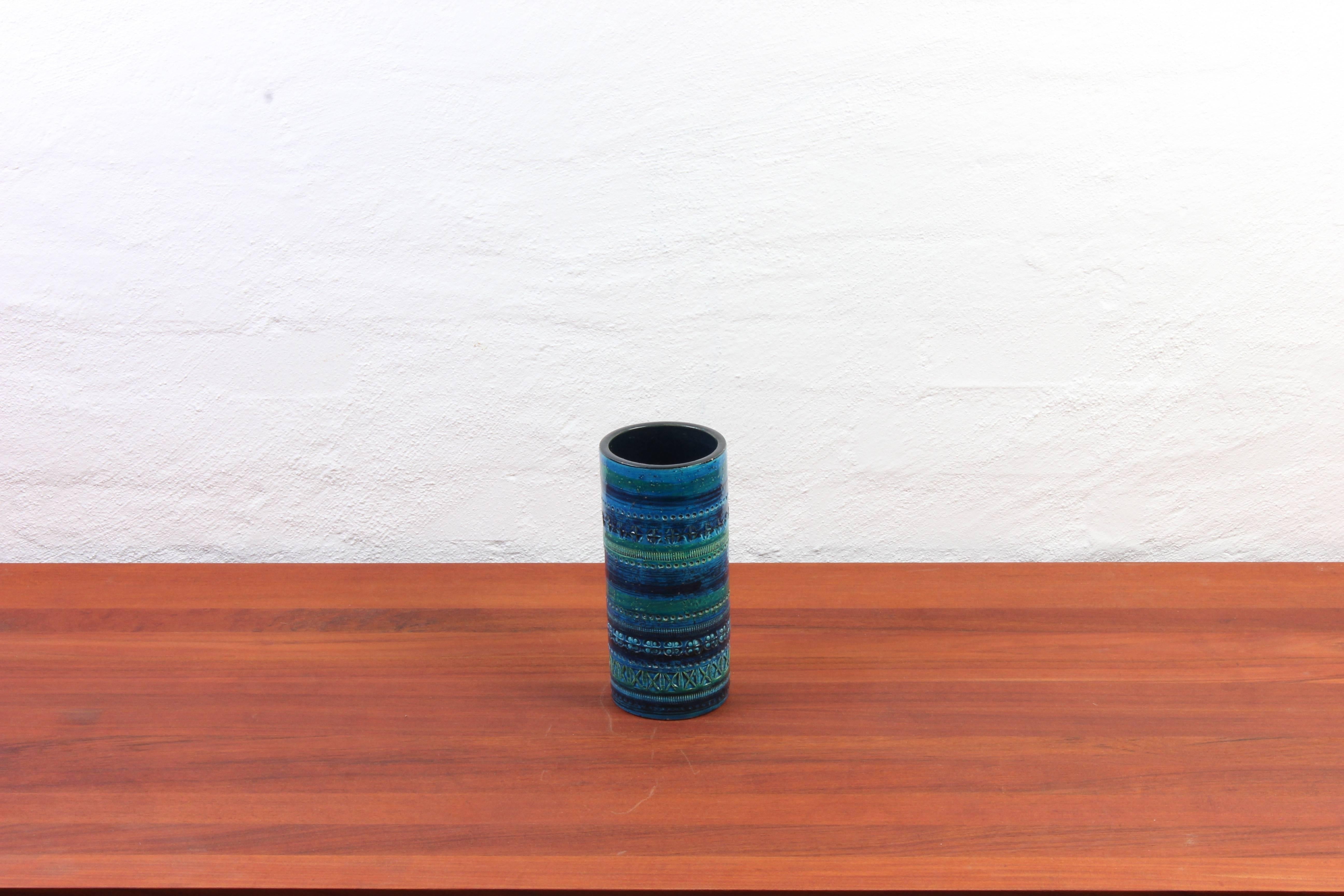 Mid-Century Modern Midcentury Italian Ceramic Blue Bitossi Vase