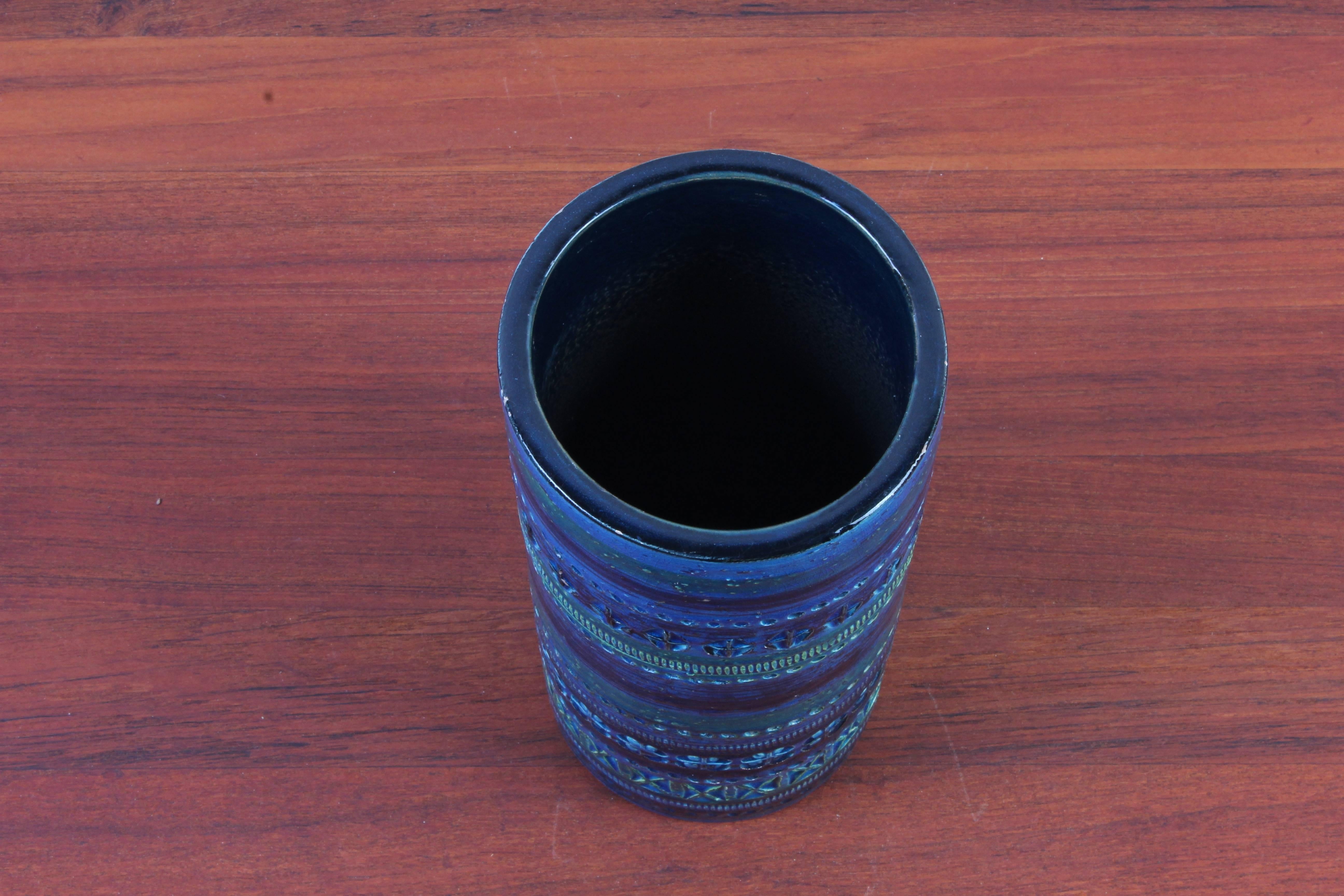 Mid-20th Century Midcentury Italian Ceramic Blue Bitossi Vase