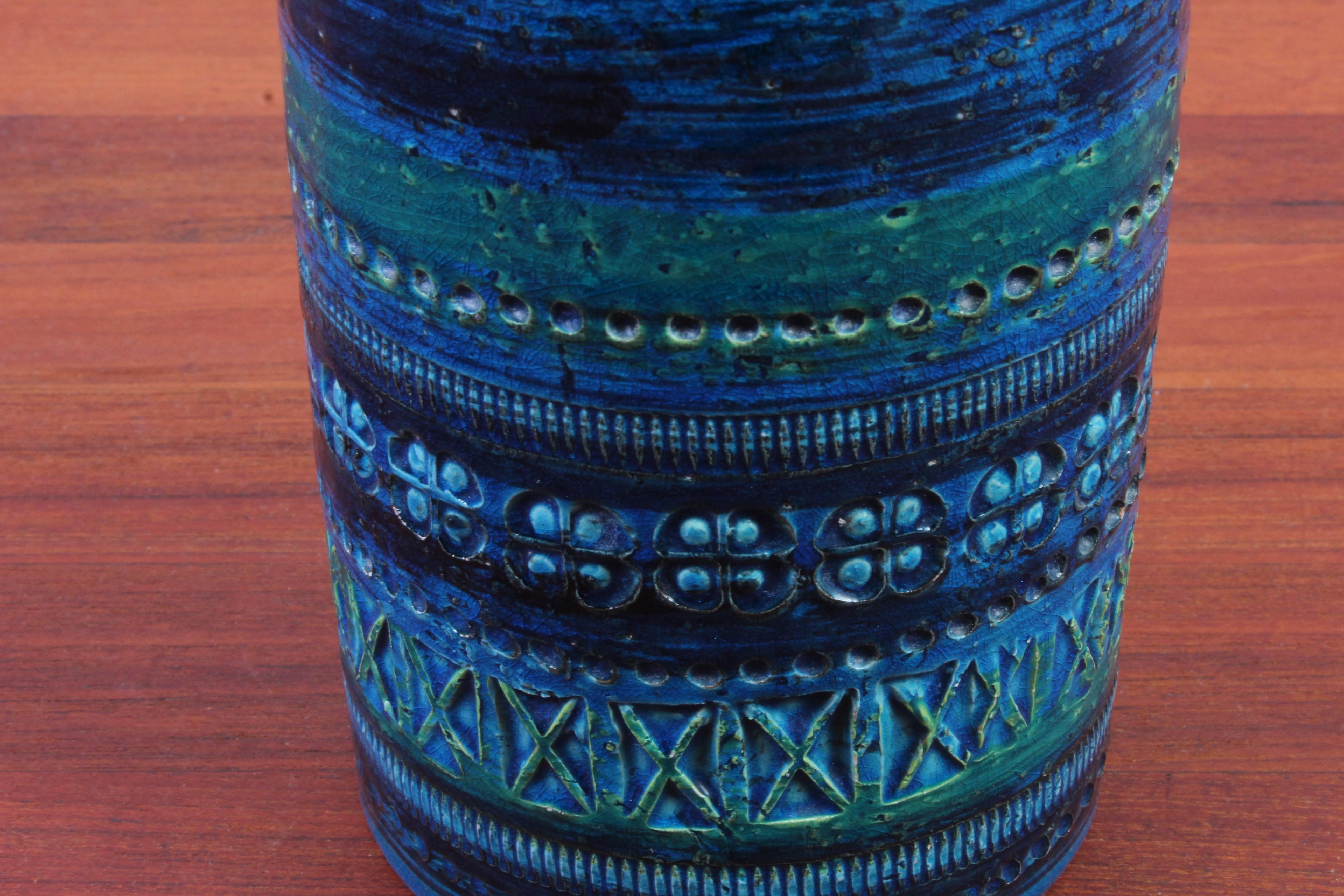 Midcentury Italian Ceramic Blue Bitossi Vase 2