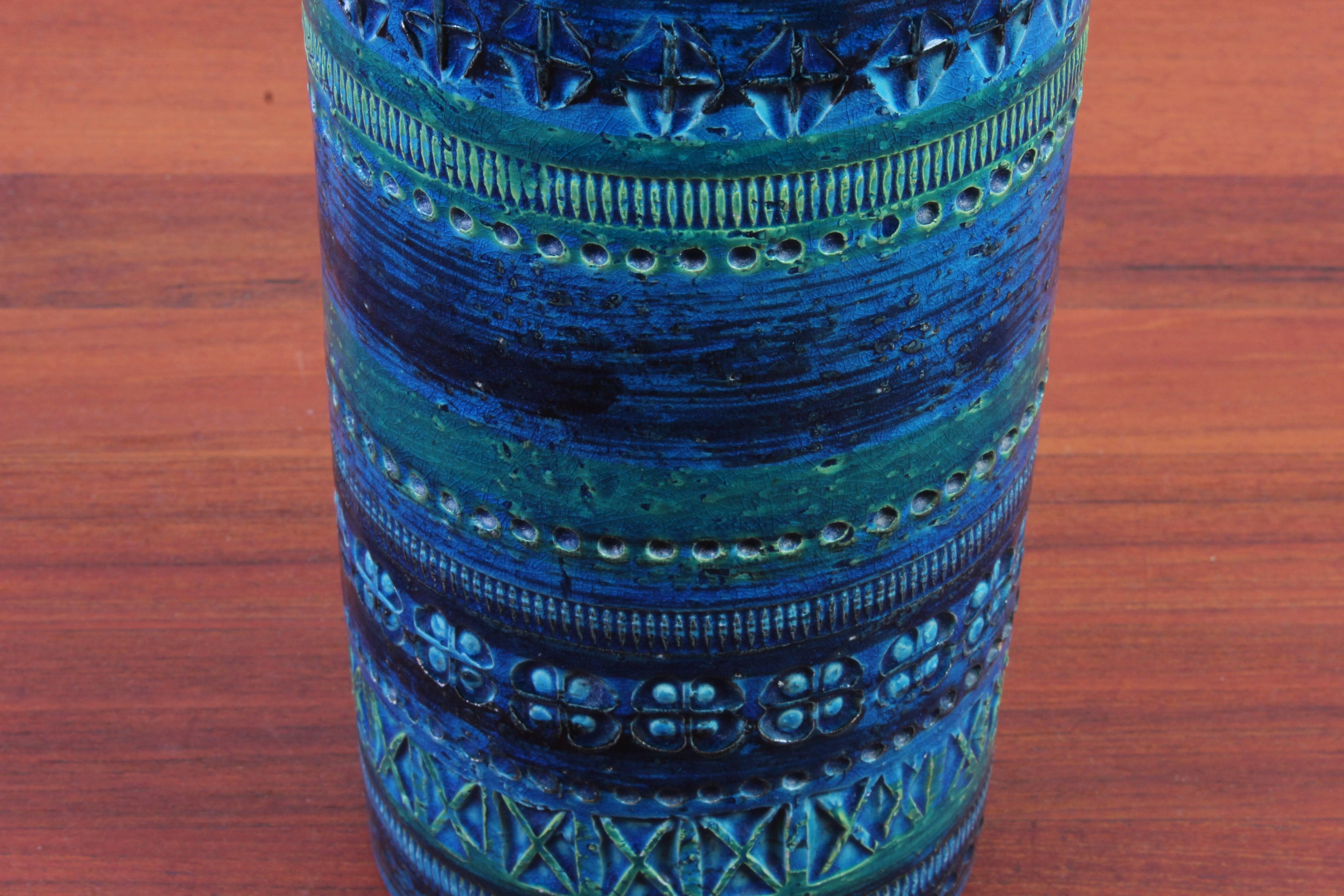 Midcentury Italian Ceramic Blue Bitossi Vase 3