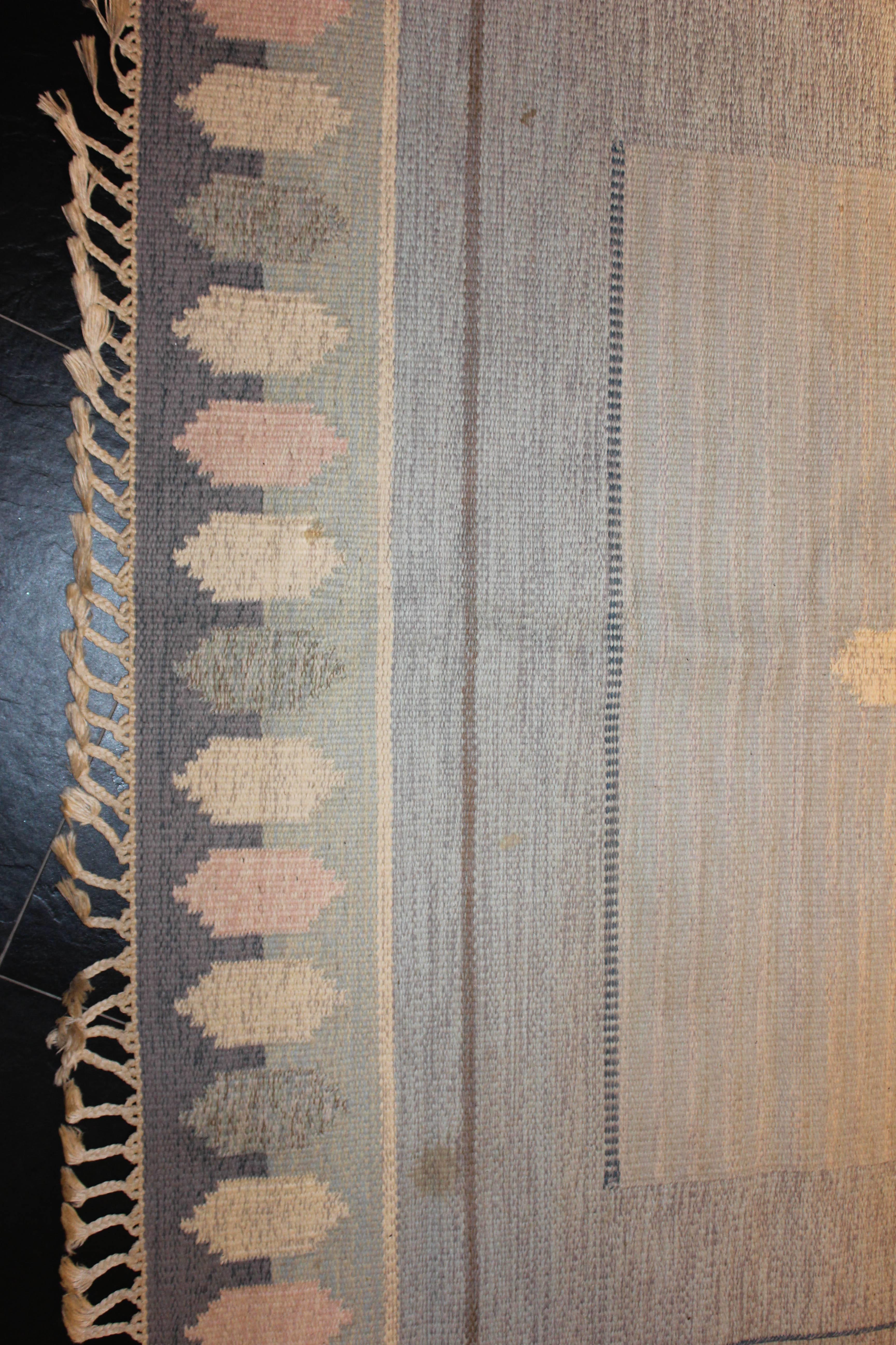 Swedish Ingegerd Silow Midcentury Flat-Weave Carpet