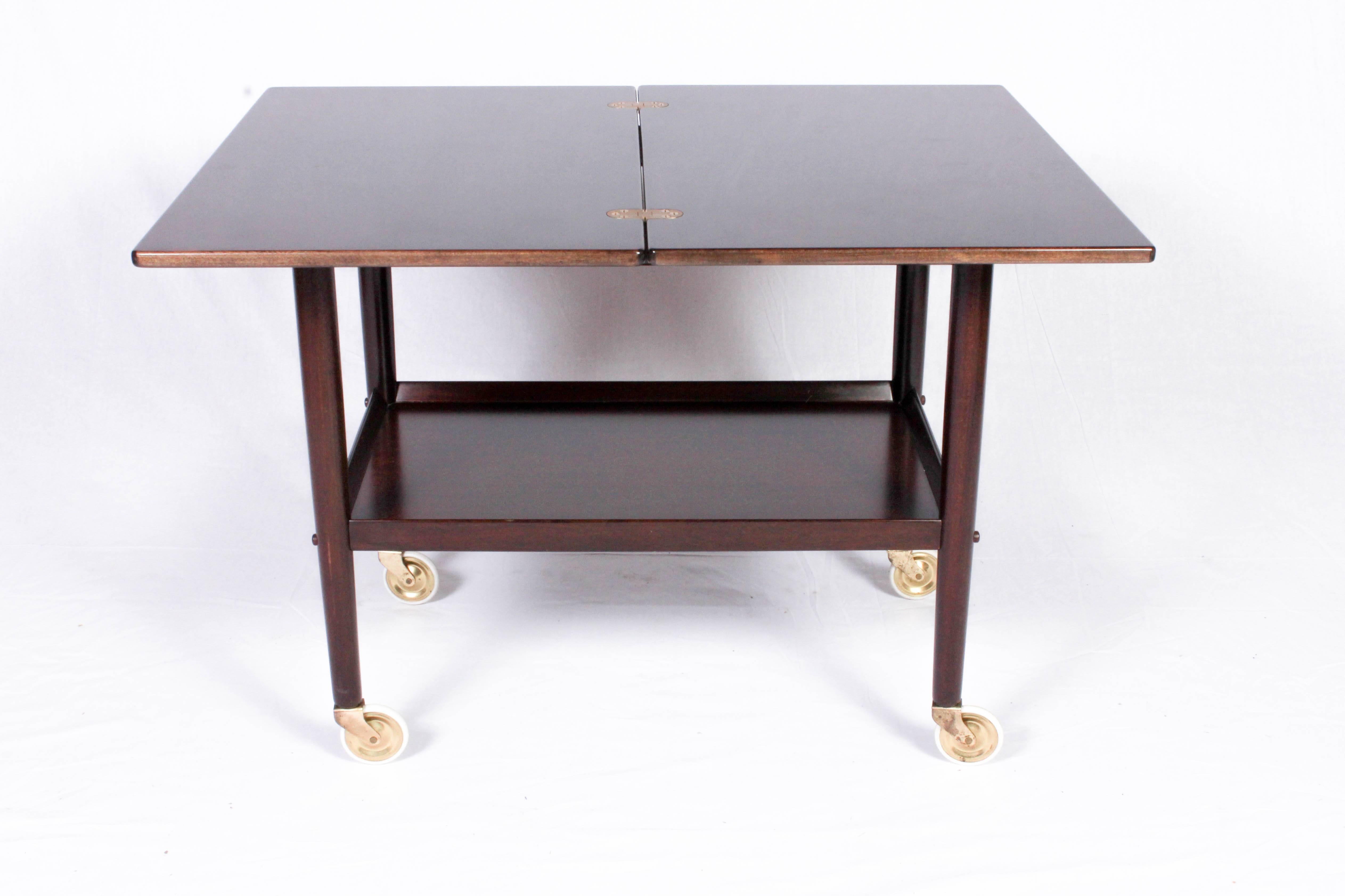 Danish Ole Wanscher Mahogany Serving Cart for Poul Jeppesen