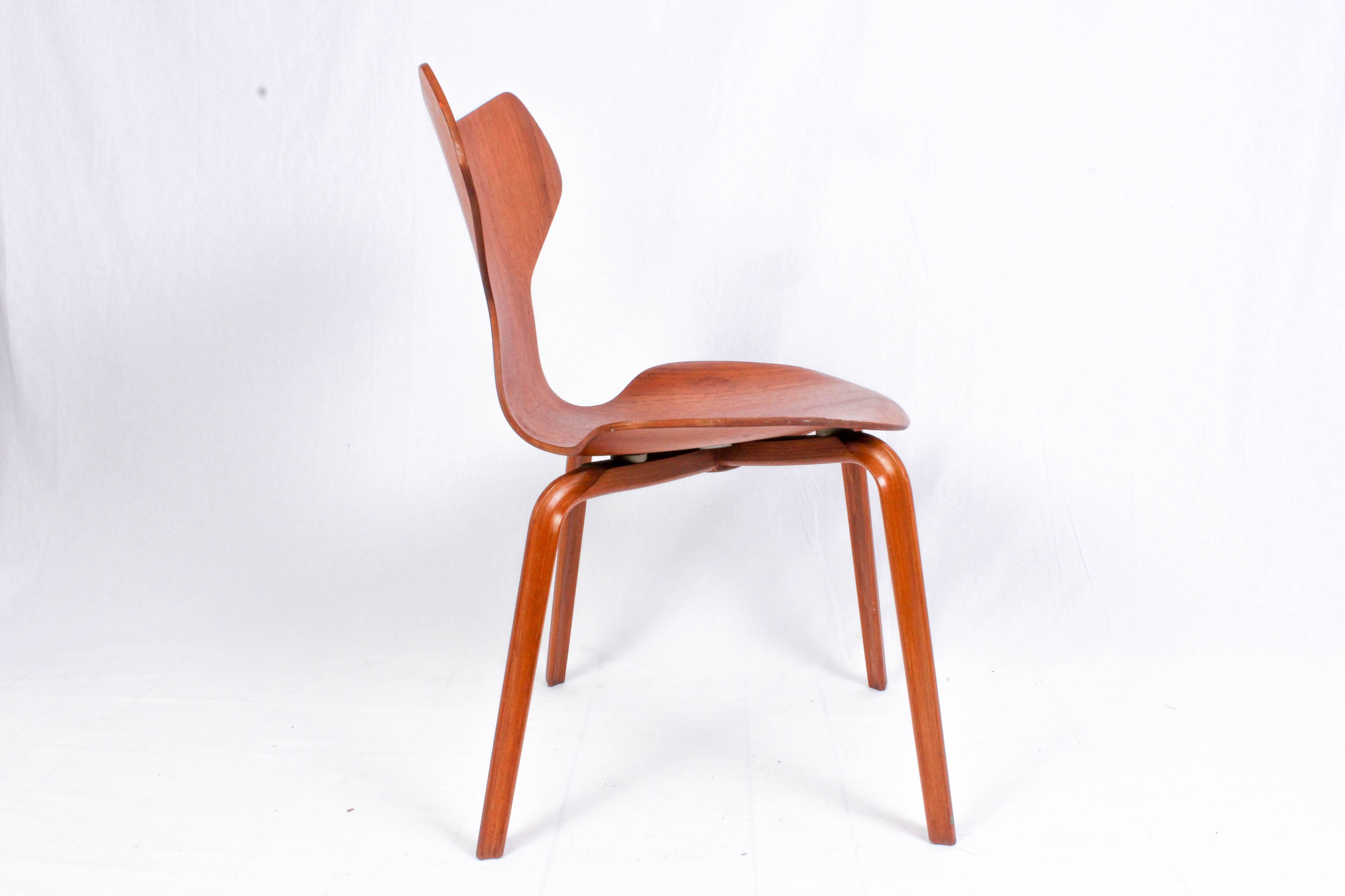 Scandinavian Modern Arne Jacobsen Teak Grand Prix Chair Model 3130 by Fritz Hansen