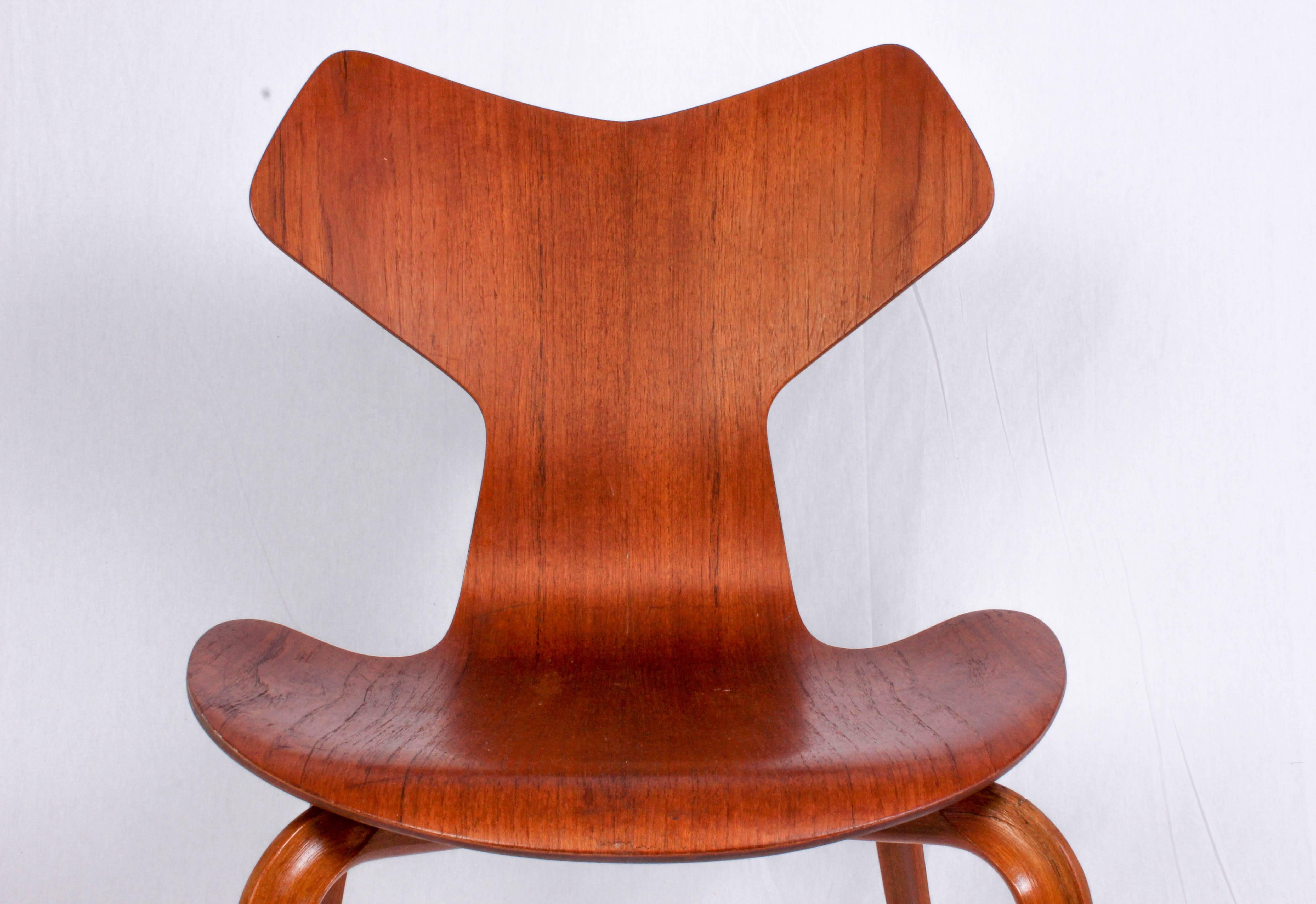 Arne Jacobsen Teak Grand Prix Chair Model 3130 by Fritz Hansen 2