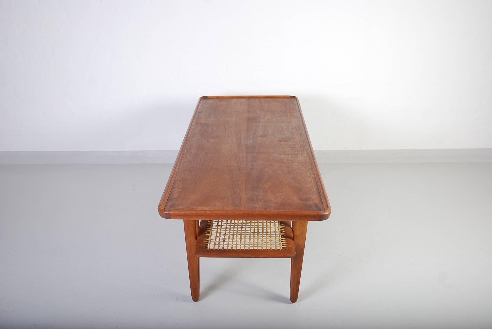 Mid-20th Century Midcentury Danish Teak and Cane Coffee Table by Kurt Østervig