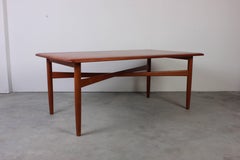 Danish Midcentury Solid Teak Coffee Table with Crossed Legs