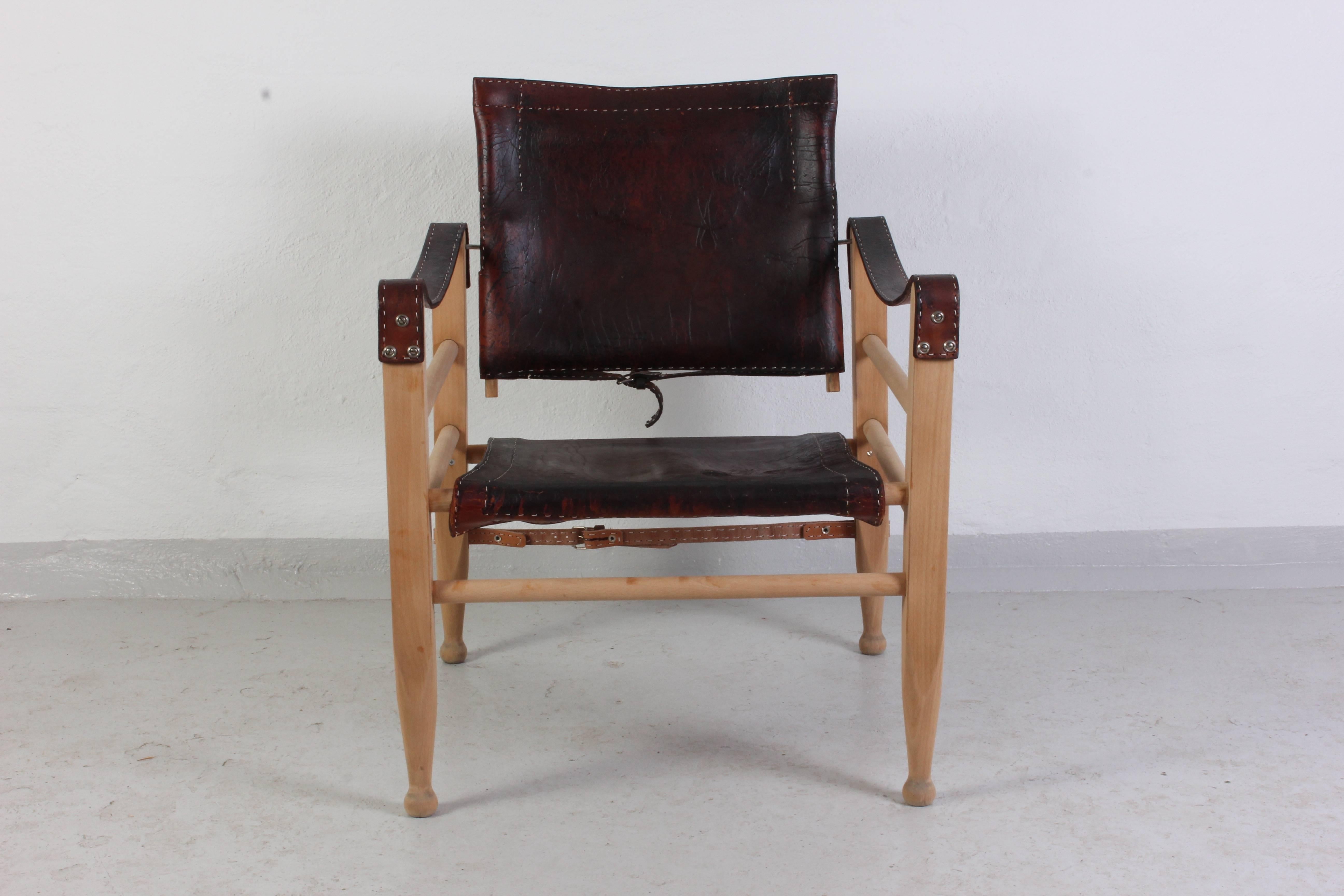 Mid-Century Modern Børge Mogensen Oak and Leather Safari Chair Model 2221