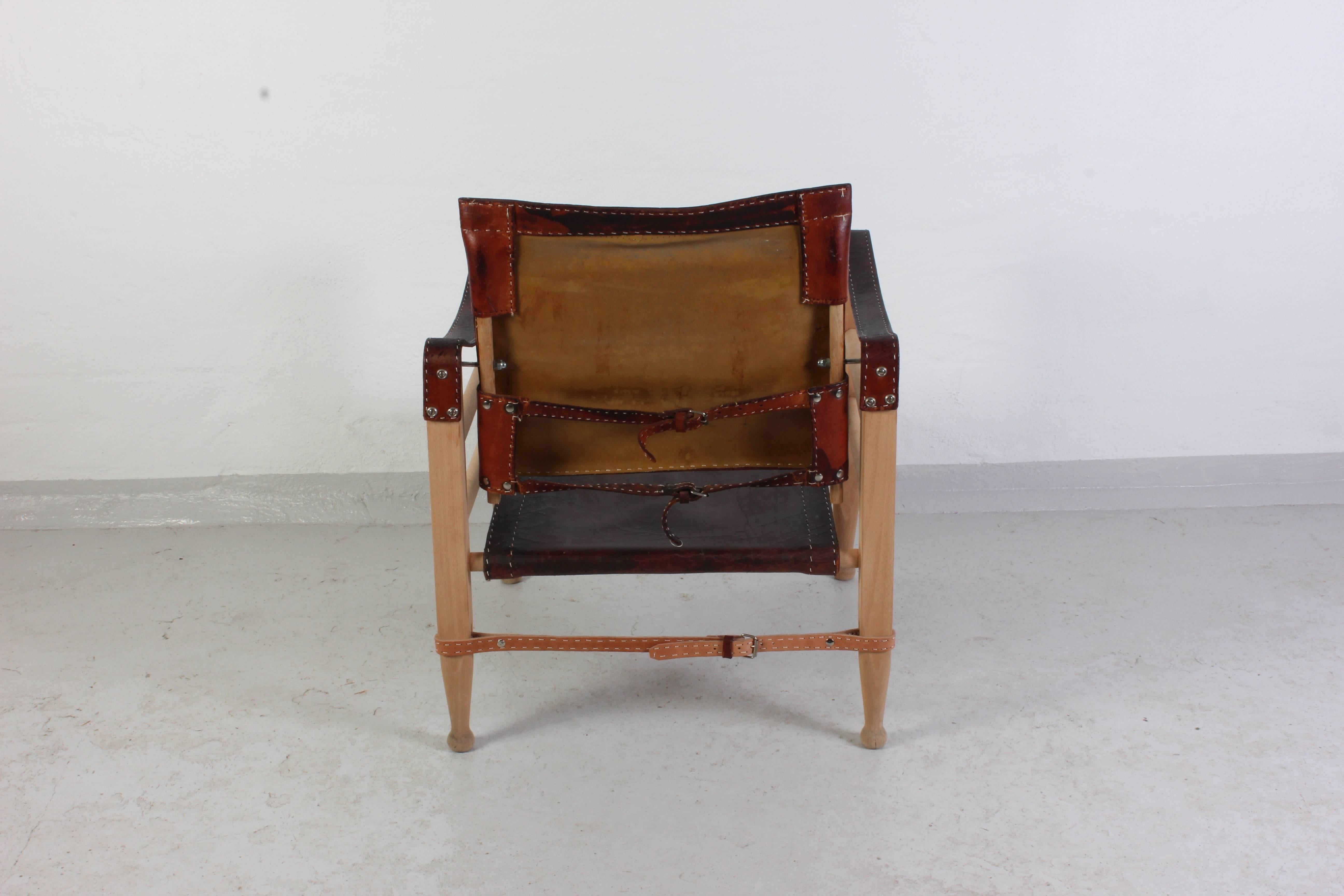 Børge Mogensen Oak and Leather Safari Chair Model 2221 In Good Condition In Malmo, SE